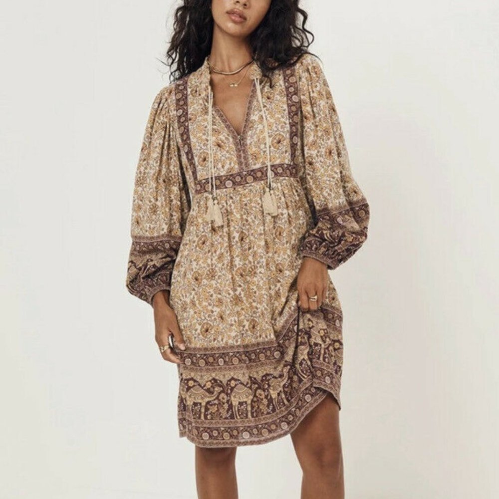 NWT Spell & the Gypsy Collective Designs Sundown Boho Mini Dress Spice Sz XS